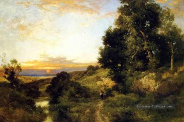 Un après midi tardif en été paysage rivière Thomas Moran Peinture à l'huile
